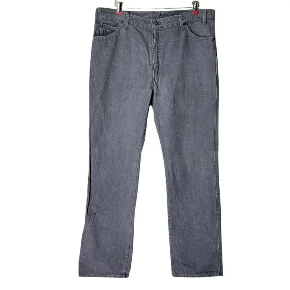 Levis Two Horses Jeans 40X34 Gray Red Batwing Tag Orange Tab Vintage 80s